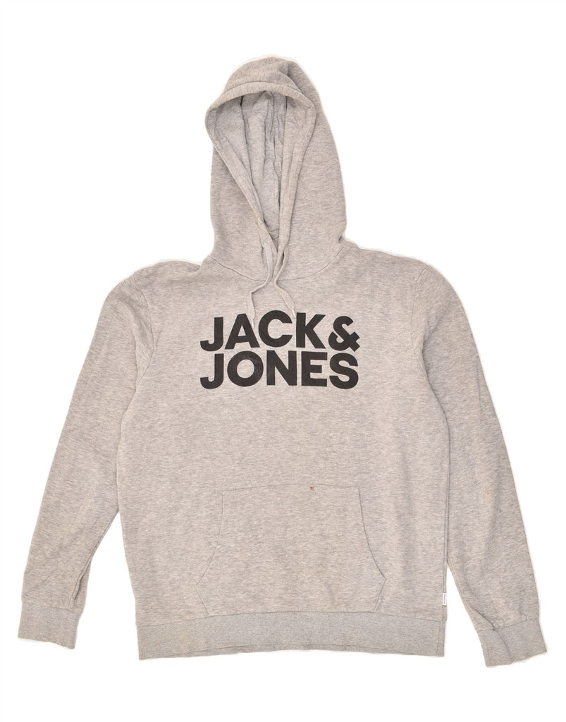 JACK & JONES Mens Graphic Hoodie Jumper XL Grey Cotton | Vintage Jack & Jones | Thrift | Second-Hand Jack & Jones | Used Clothing | Messina Hembry 