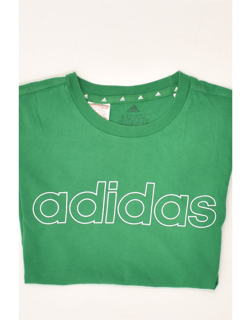 ADIDAS Boys Graphic T-Shirt Top 11-12 Years Green Cotton | Vintage Adidas | Thrift | Second-Hand Adidas | Used Clothing | Messina Hembry 