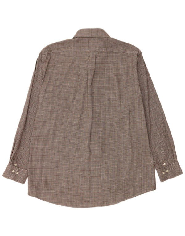 Ralph Lauren Mens Fitted Shirt Size 17 43 XL Brown Houndstooth