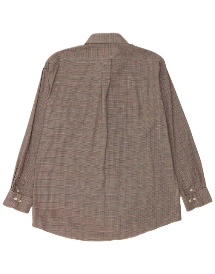 Ralph Lauren Mens Fitted Shirt Size 17 43 XL Brown Houndstooth