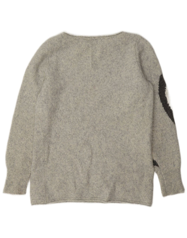 MINT VELVET Womens Graphic Boat Neck Jumper Sweater UK 10 Small Grey