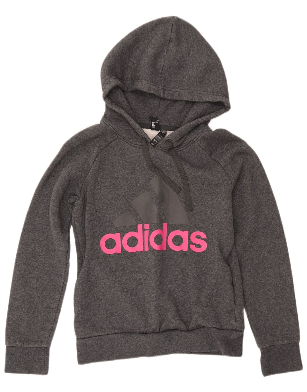 ADIDAS Womens Graphic Hoodie Jumper UK 8/10 Small Grey Cotton