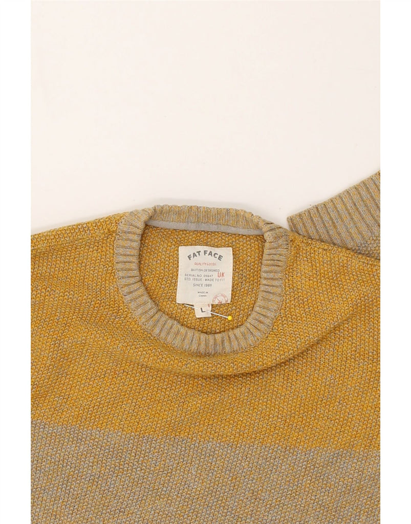 FAT FACE Womens Crew Neck Jumper Sweater UK 16 Large Yellow Colourblock | Vintage Fat Face | Thrift | Second-Hand Fat Face | Used Clothing | Messina Hembry 