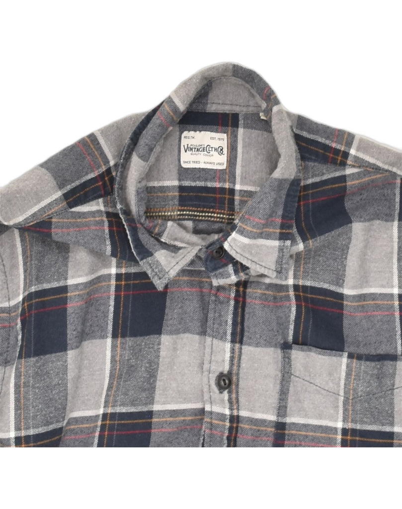 JACK & JONES Mens Flannel Shirt Small Grey Check Cotton | Vintage Jack & Jones | Thrift | Second-Hand Jack & Jones | Used Clothing | Messina Hembry 