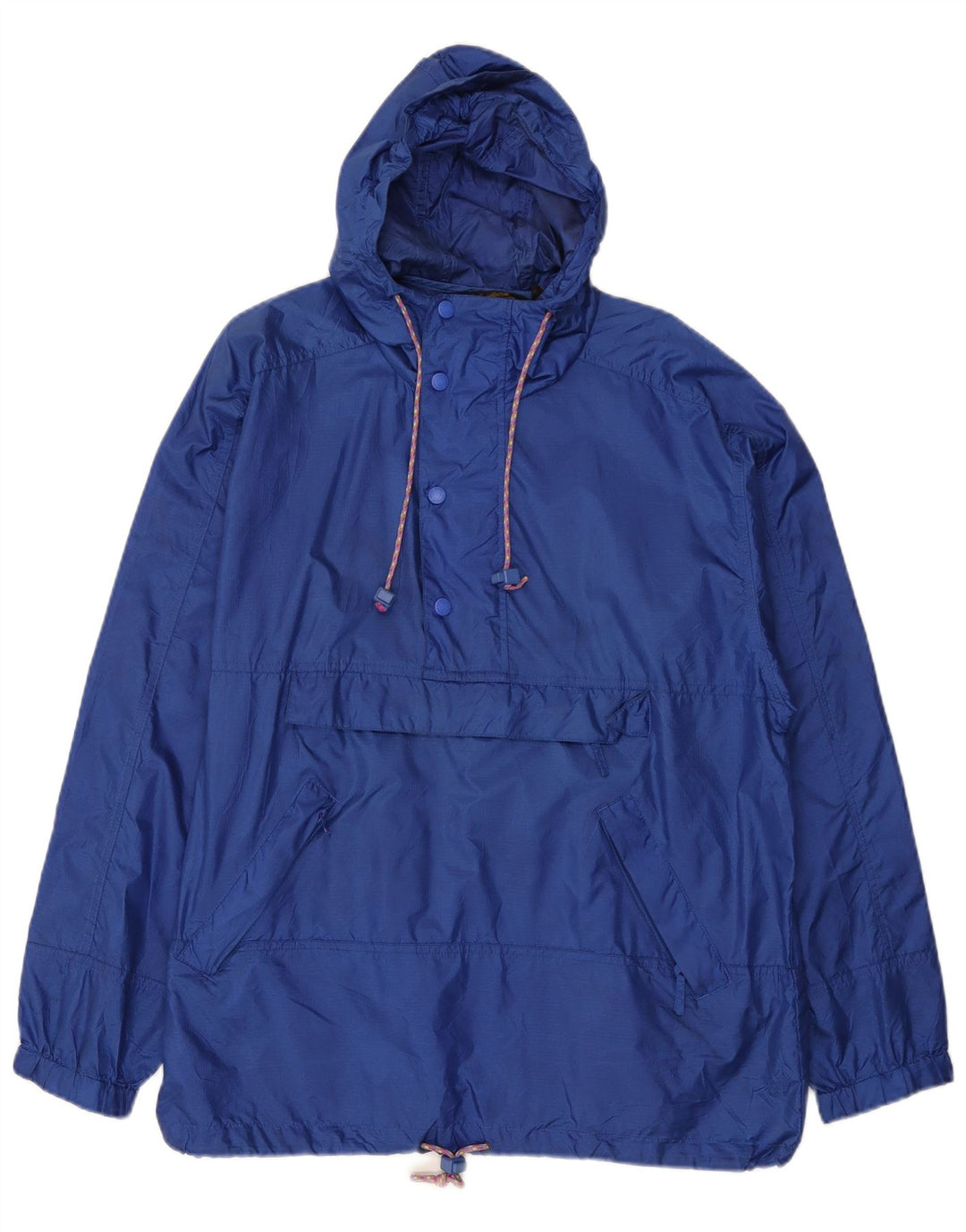 Eddie Bauer Mens Hooded Pullover Rain Jacket UK 38 Medium Blue Nylon