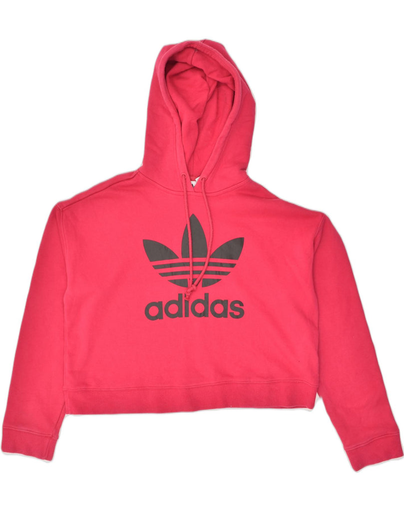 ADIDAS Womens Graphic Hoodie Jumper UK 14 Large Pink Cotton | Vintage Adidas | Thrift | Second-Hand Adidas | Used Clothing | Messina Hembry 