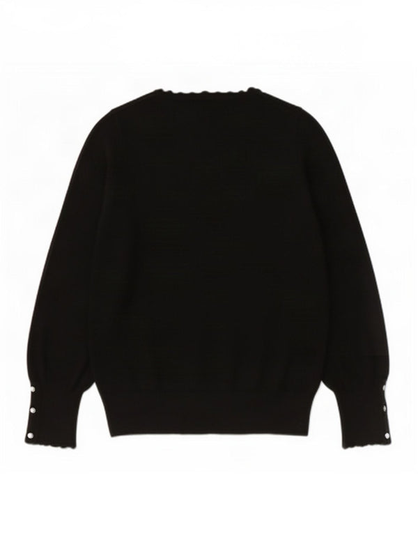 Lipsy Womens Crew Neck Jumper Sweater UK 14 Large Black Viscose