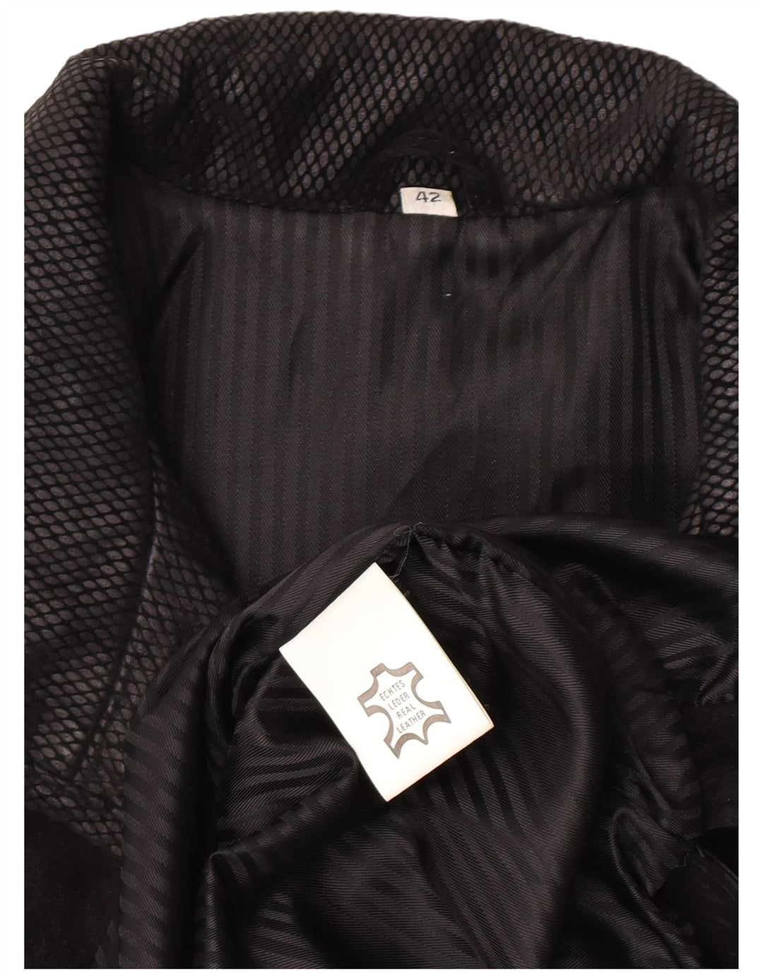 Vintage Womens Suede Oversized Overcoat EU 42 Large Black Geometric Leather