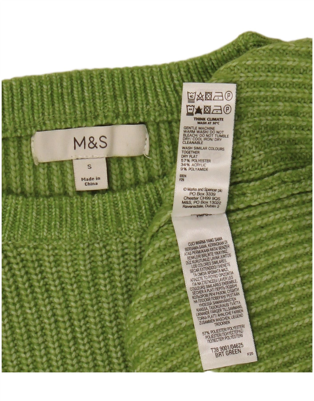 Marks & Spencer Womens Boat Neck Jumper Sweater UK 10 Small Green Polyester