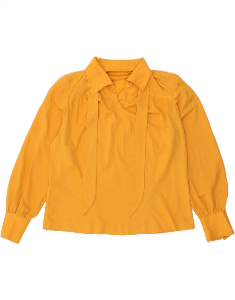 VINTAGE Womens Front Tie Pullover Shirt UK 10 Small Yellow | Vintage Vintage | Thrift | Second-Hand Vintage | Used Clothing | Messina Hembry 