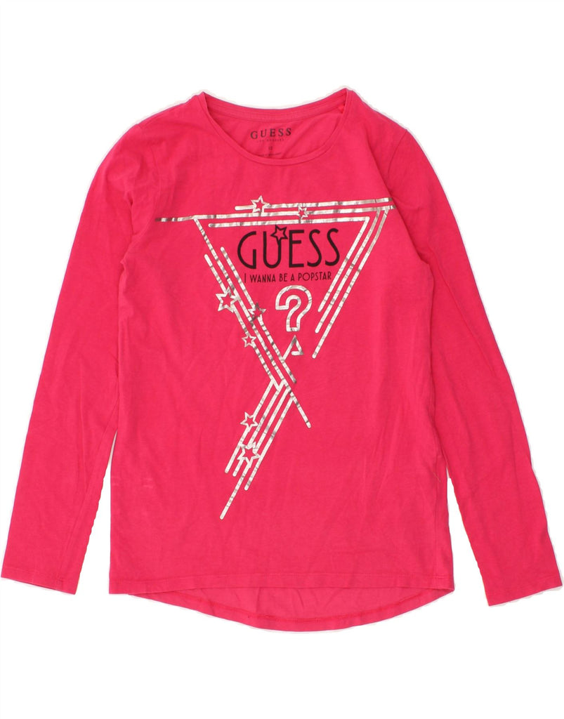 GUESS Girls Graphic Top Long Sleeve 11-12 Years Pink Cotton Vintage Guess and Second-Hand Guess from Messina Hembry 