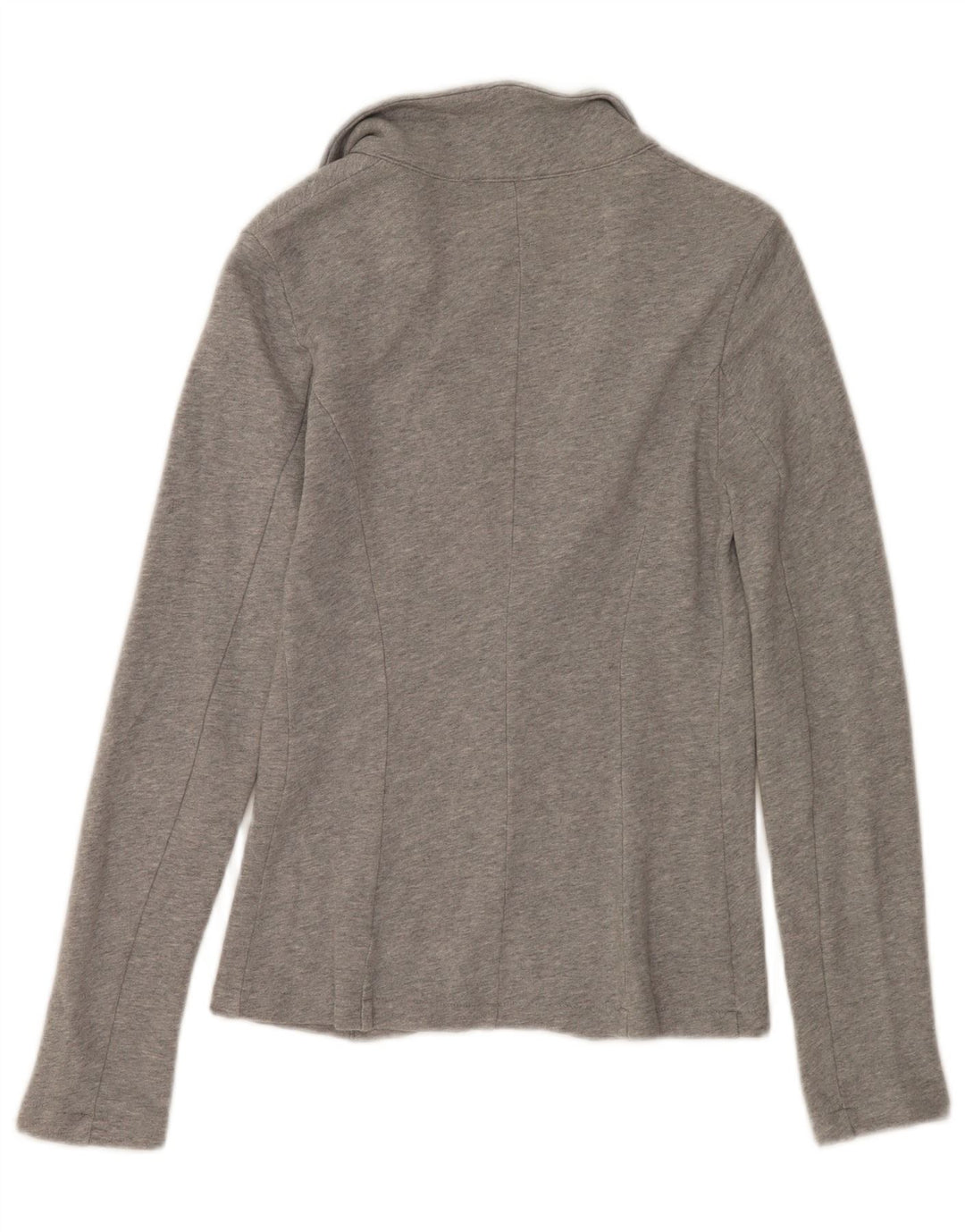 Benetton Womens 1 Button Blazer Jacket UK 8 Small Grey Cotton