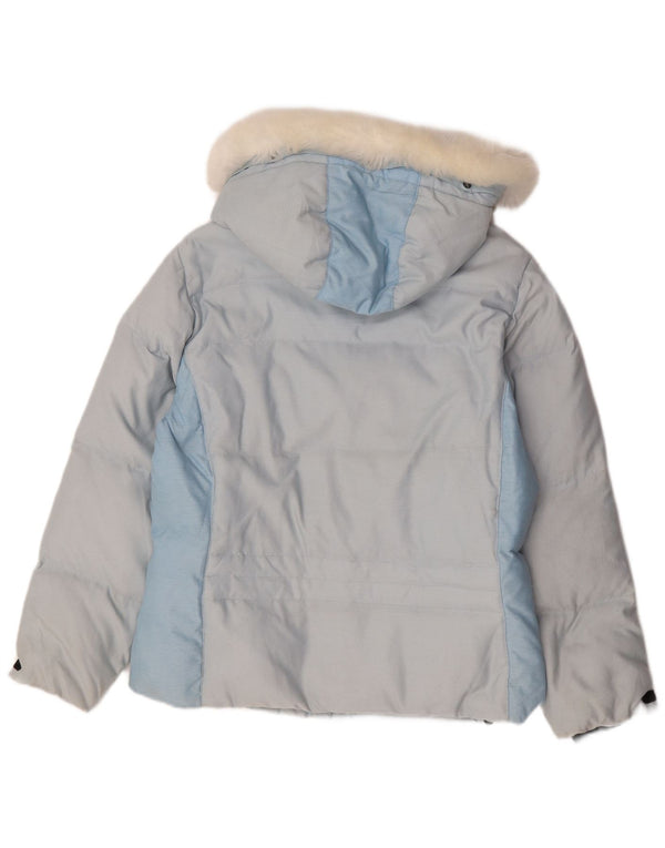 Colmar Womens Hooded Ski Jacket EU 42 Large Blue Colourblock