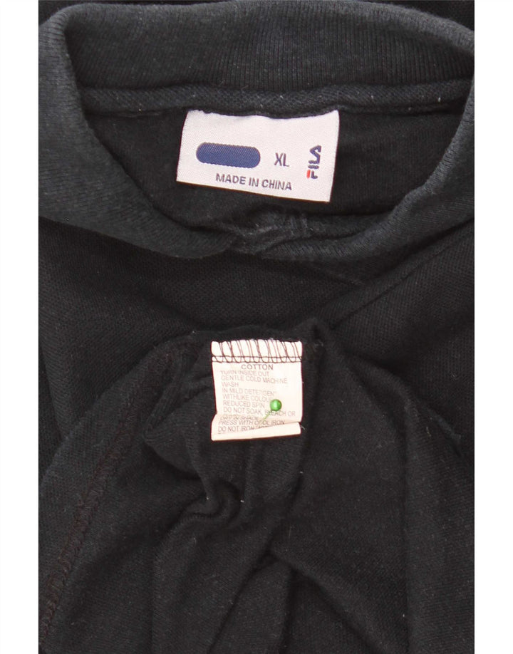 Fila Mens Polo Shirt XL Black Cotton