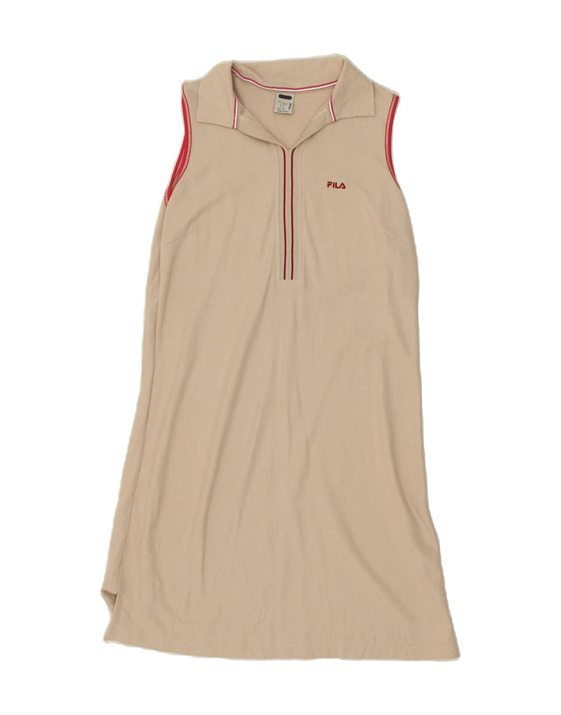 FILA Womens Sleeveless Polo Dress UK 14 Large Beige Cotton | Vintage Fila | Thrift | Second-Hand Fila | Used Clothing | Messina Hembry 