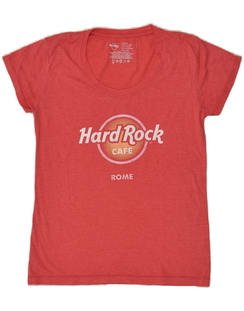 HARD ROCK CAFE Womens Rome Graphic T-Shirt Top UK 14 Medium Red Cotton | Vintage Hard Rock Cafe | Thrift | Second-Hand Hard Rock Cafe | Used Clothing | Messina Hembry 