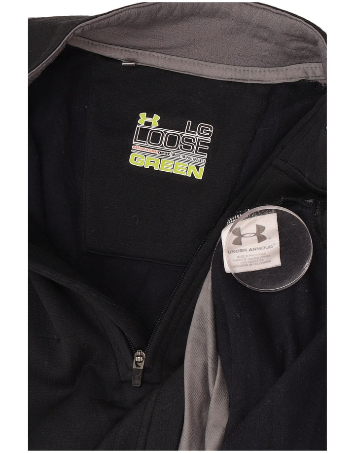 Under Armour Mens loose Zip Neck Sweatshirt Jumper Large Black Colourblock
