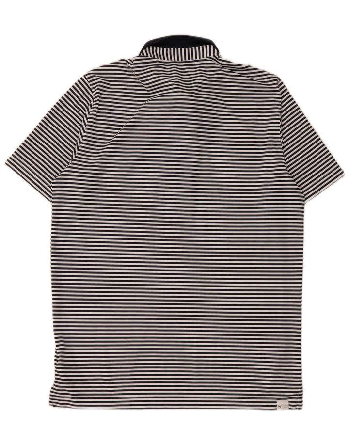 Puma Mens Polo Shirt Large Navy Blue Pinstripe Polyester