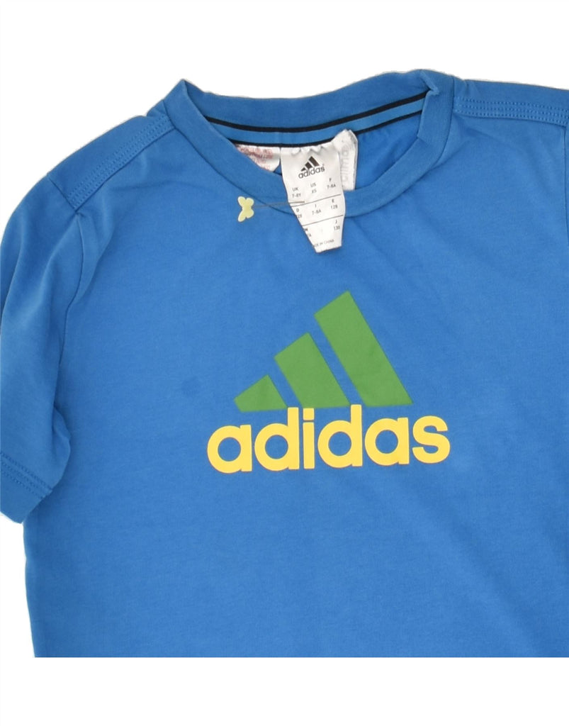 ADIDAS Boys Climalite Graphic T-Shirt Top 7-8 Years Blue Cotton | Vintage Adidas | Thrift | Second-Hand Adidas | Used Clothing | Messina Hembry 