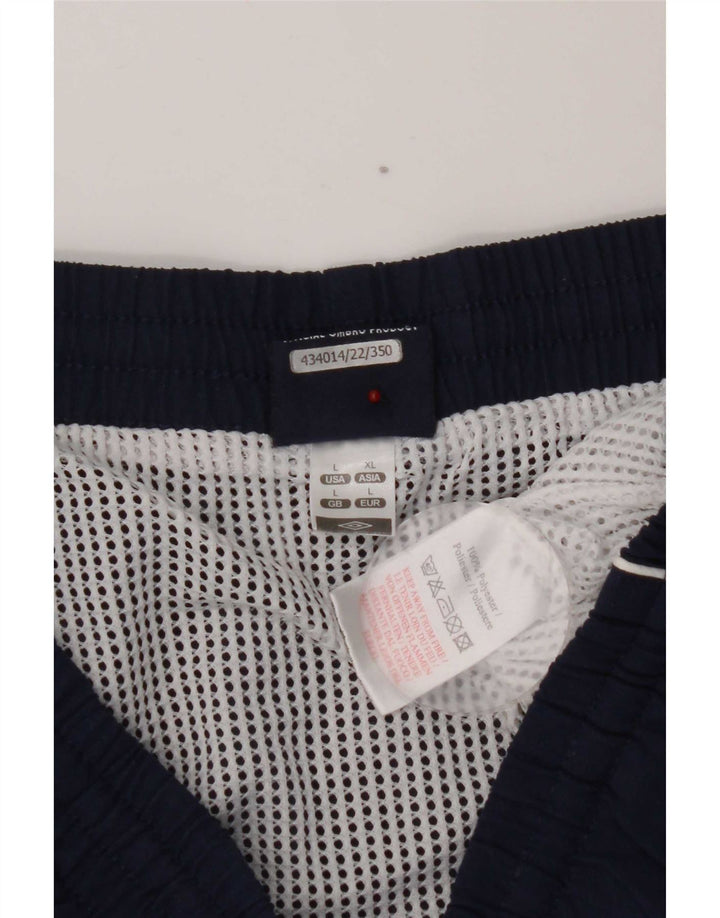 Umbro Mens Graphic Sport Shorts Large Navy Blue Polyester