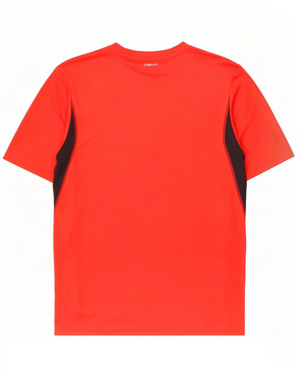 Adidas Mens Climalite T-Shirt Top Medium Red Colourblock Polyester