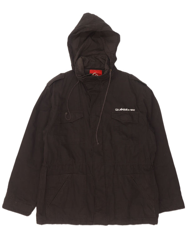 Quiksilver Mens Hooded Military Jacket UK 42 XL Black Cotton