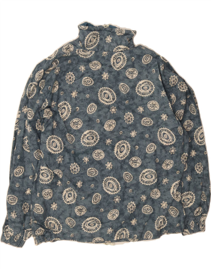 VINTAGE Womens Abstract Pattern Bomber Jacket UK 14 Large Blue Cotton Vintage Vintage and Second-Hand Vintage from Messina Hembry 