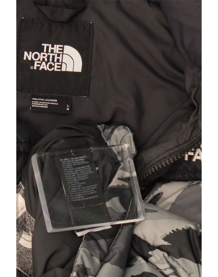 The North Face Boys Padded Jacket 11-12 Years Large Grey Camouflage