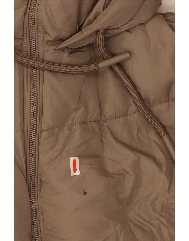 Zara Womens Hooded Oversized Padded Jacket UK 10 Small Brown Polyester
