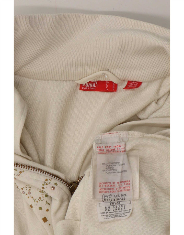 Puma Womens Graphic Tracksuit Top Jacket UK 12 Medium White Colourblock