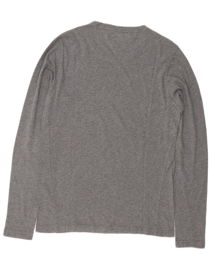 Tommy Hilfiger Mens Graphic Top Long Sleeve Small Grey Flecked Cotton