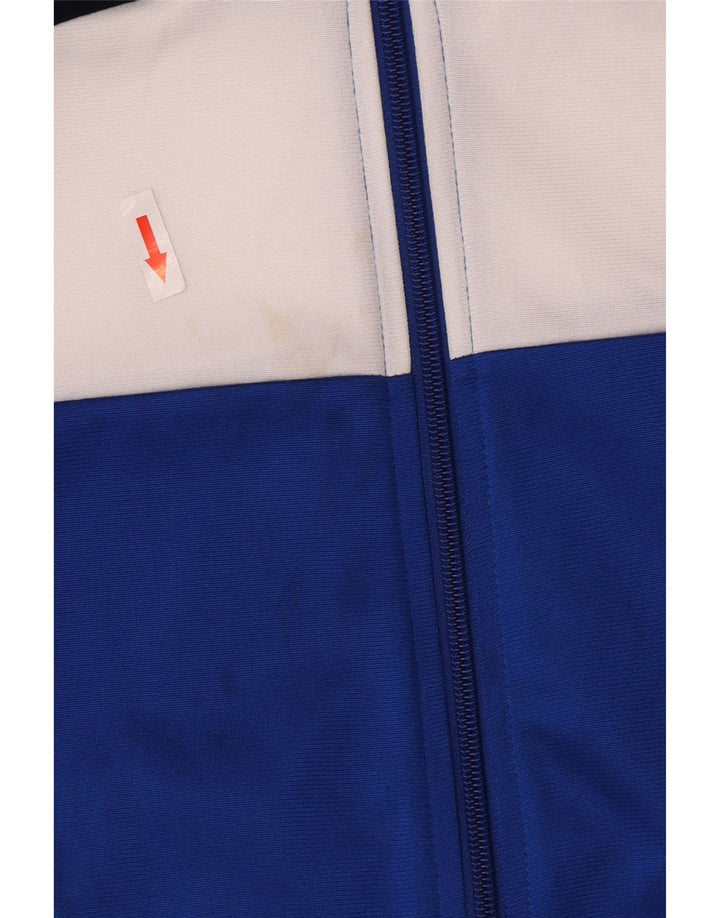 Adidas Boys Tracksuit Top Jacket 13-14 Years Blue Colourblock Polyester