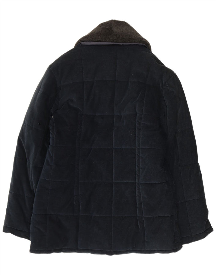 Belfe & Mens Padded Corduroy Jacket UK 38 Medium Navy Blue Cotton