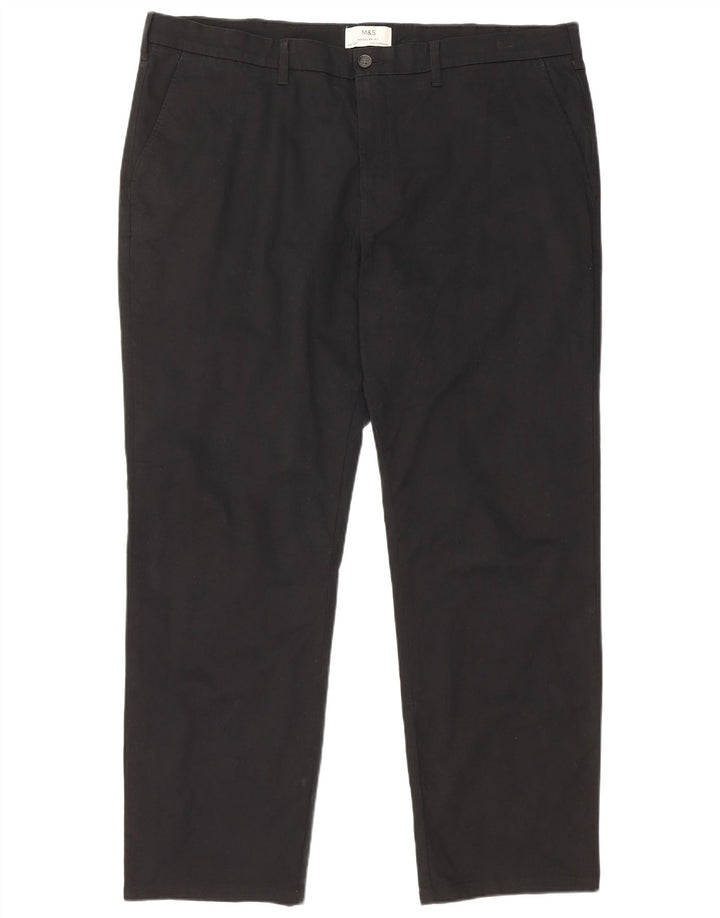 Marks & Spencer Mens Regular Fit Chino Trousers W42 L31 Black Cotton