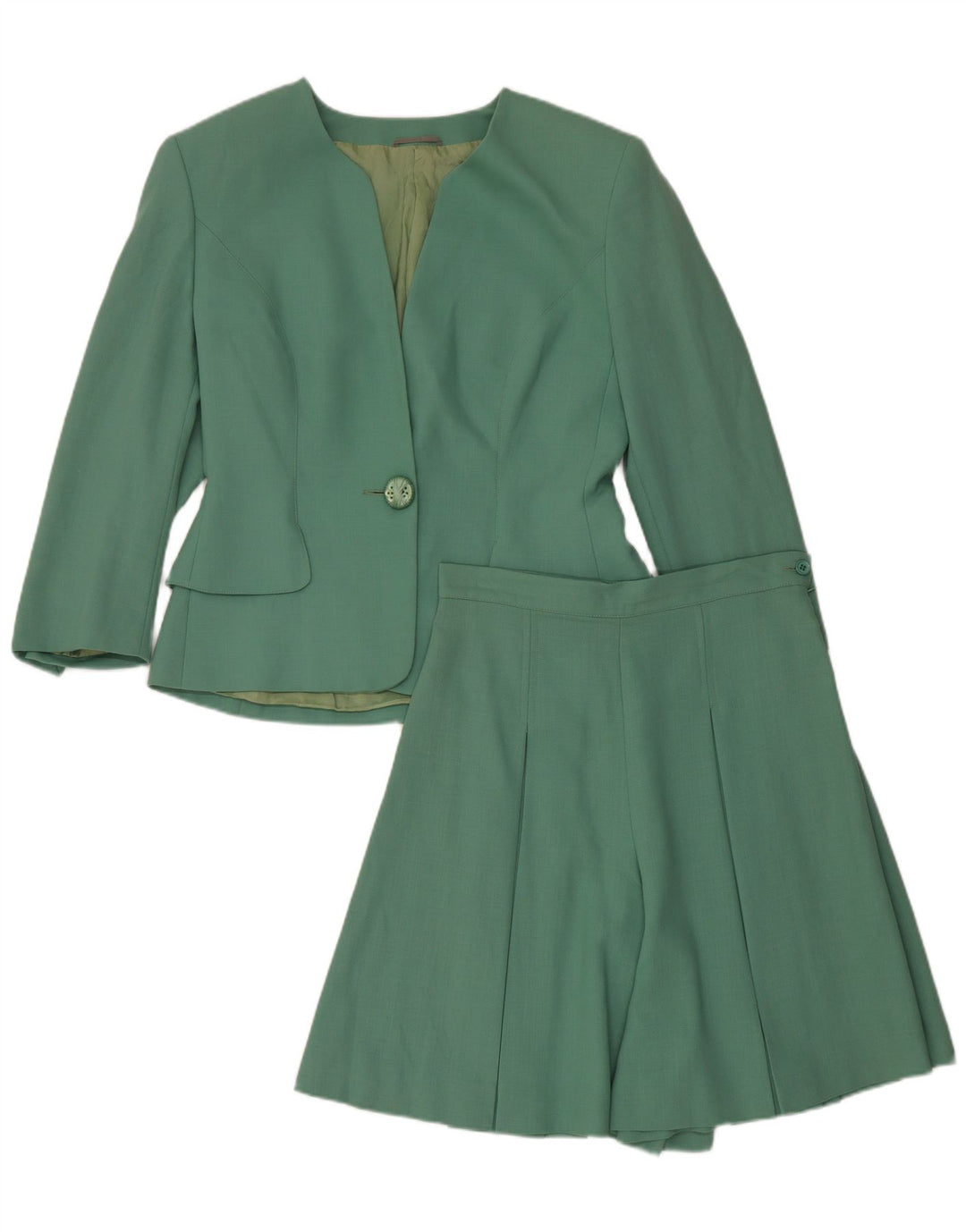 Vintage Womens 1 Button 2 Piece Set UK 12 Medium W28 Green Acetate
