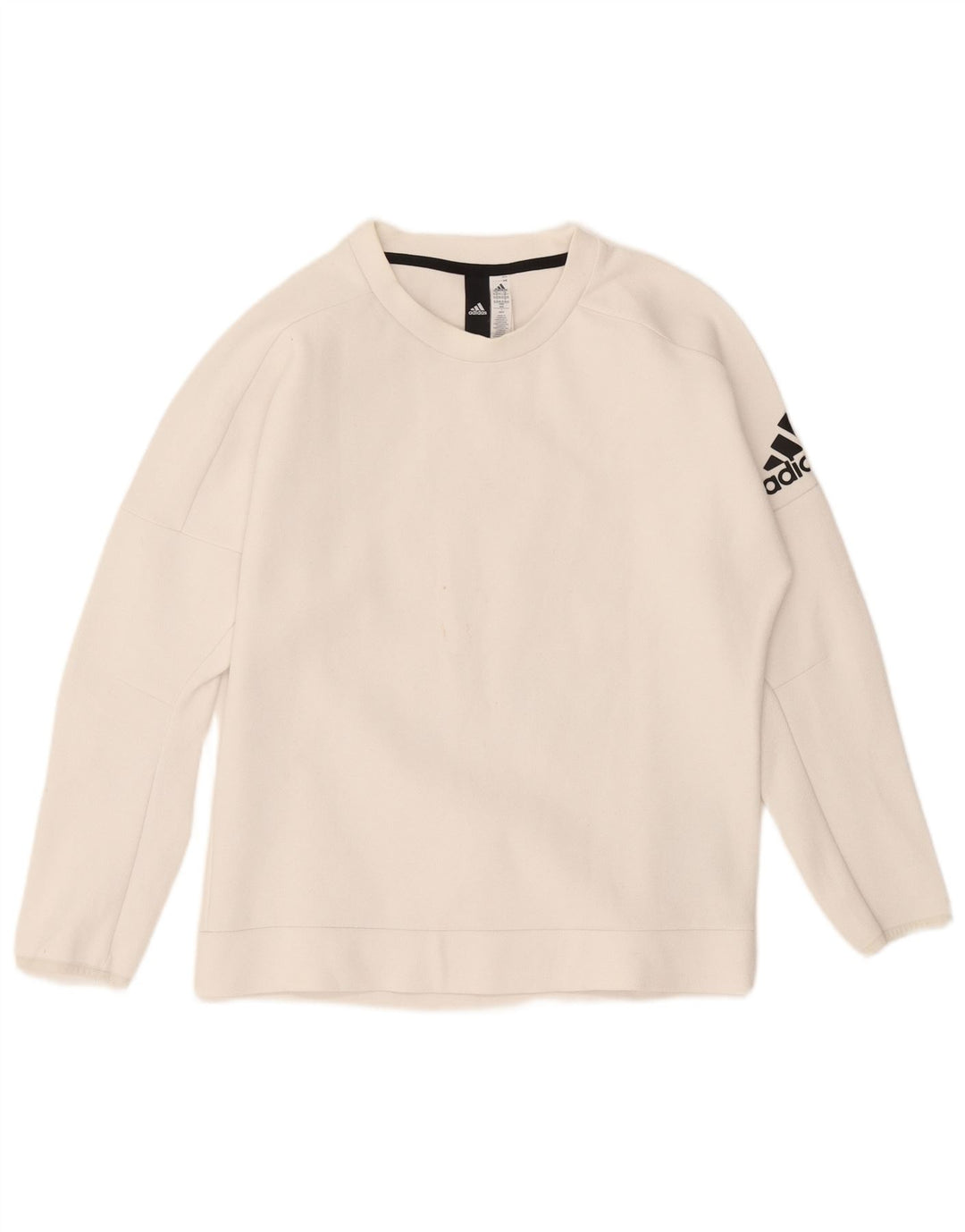Adidas Womens Graphic Sweatshirt Jumper UK 12/14 Medium White Cotton