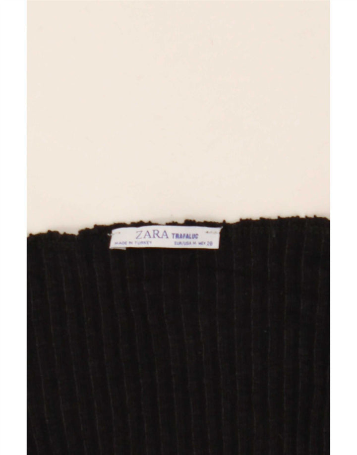 Zara Womens Crop Off Shoulder Top UK 12 Medium Black