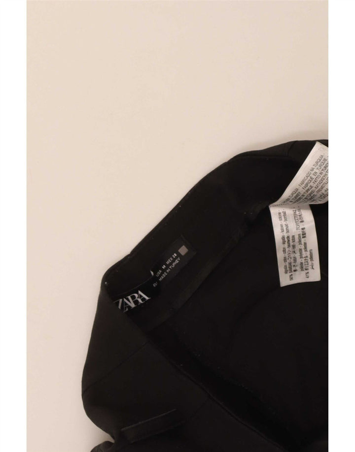 Zara Womens Straight Cropped Trousers Medium W28 L25 Black Cotton