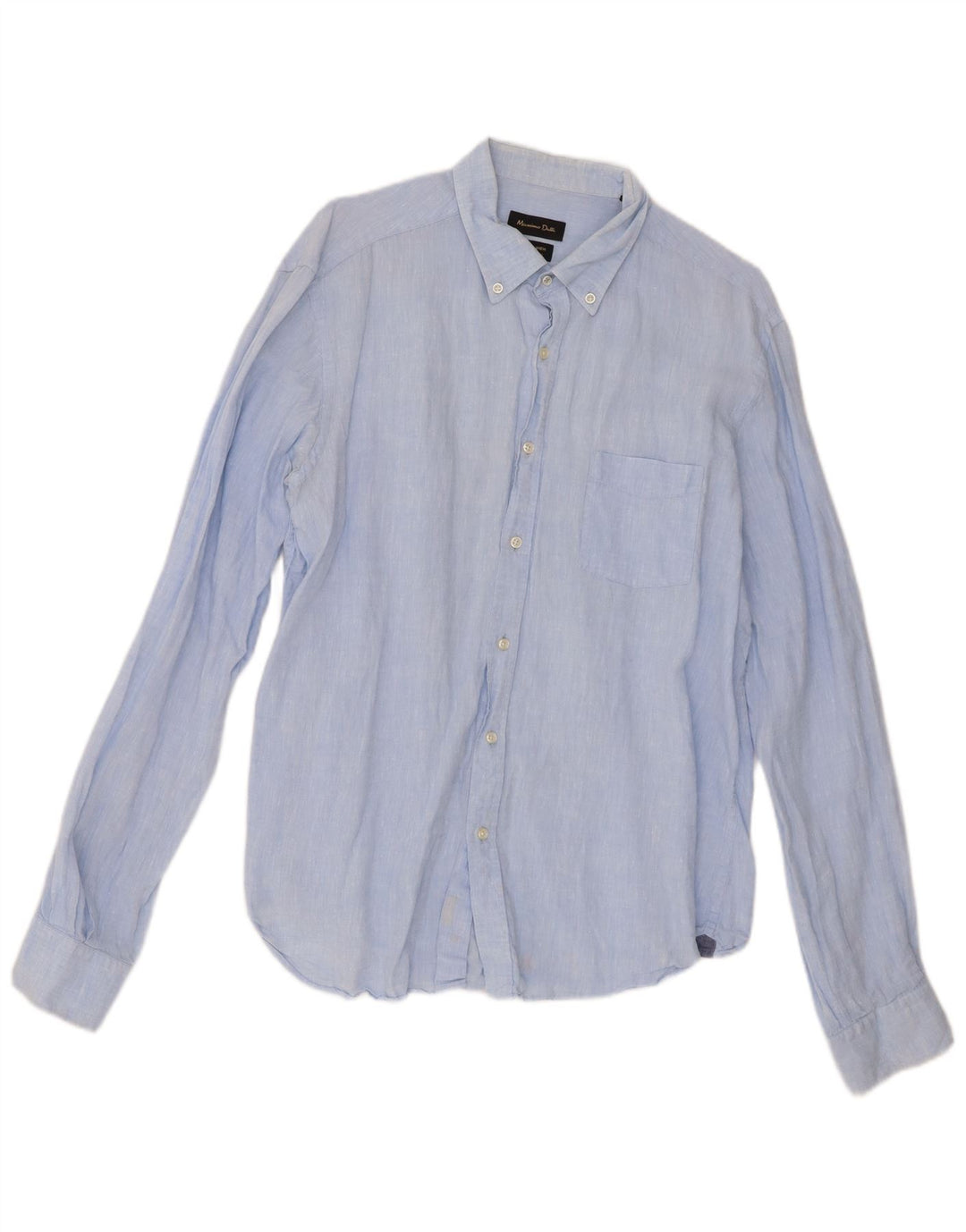 Massimo Dutti Mens Shirt XL Blue Linen