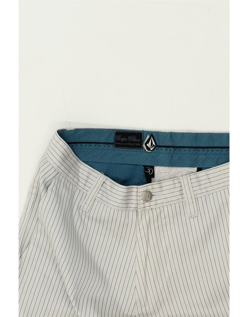 VOLCOM Mens Chino Shorts W30 Medium Grey Striped Polyester Vintage Volcom and Second-Hand Volcom from Messina Hembry 