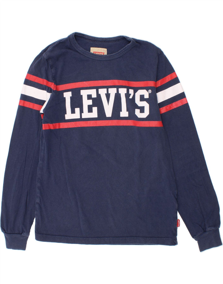LEVI'S Boys Graphic Top Long Sleeve 11-12 Years Navy Blue Colourblock Vintage Levi's and Second-Hand Levi's from Messina Hembry 