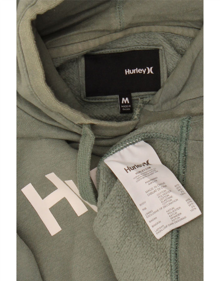 HURLEY Womens Graphic Hoodie Jumper UK 14 Medium Green Cotton