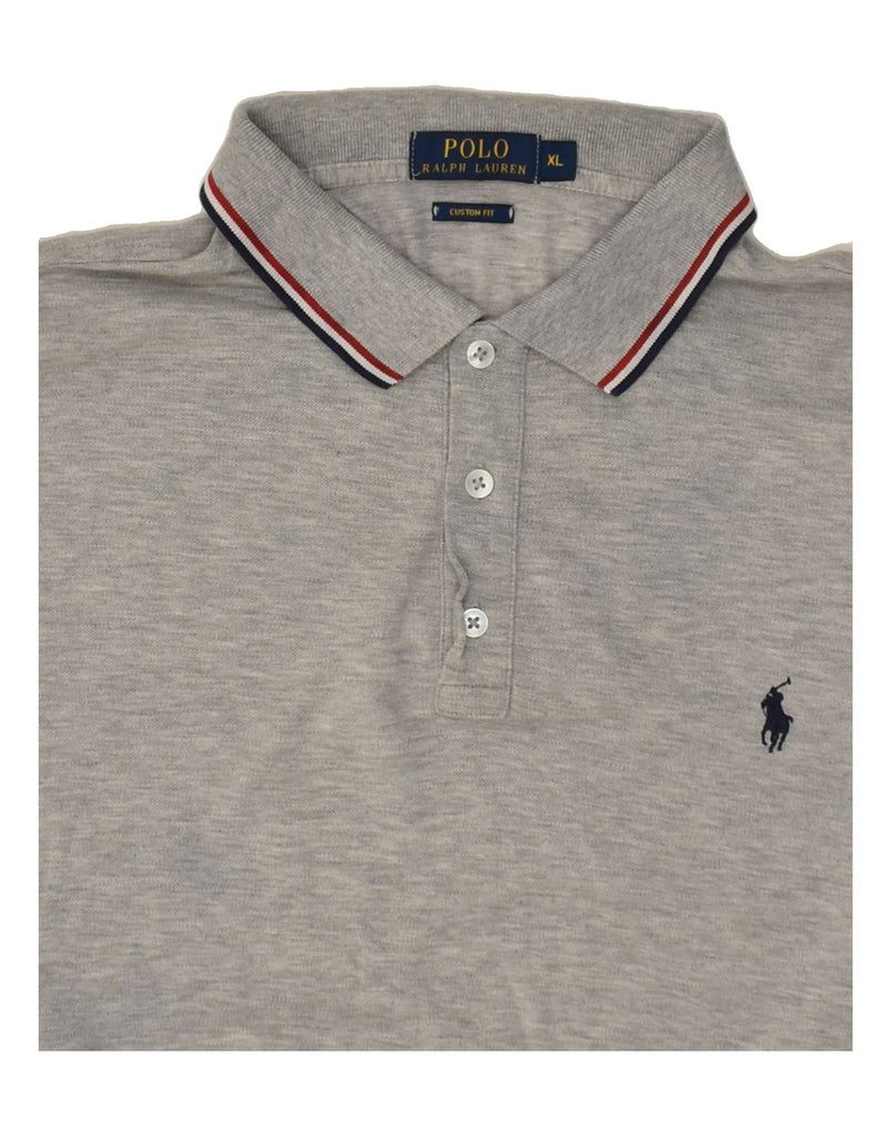 POLO RALPH LAUREN Mens Custom Fit Polo Shirt XL Grey Cotton | Vintage Polo Ralph Lauren | Thrift | Second-Hand Polo Ralph Lauren | Used Clothing | Messina Hembry 