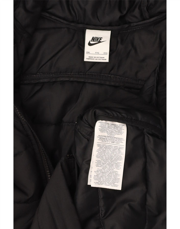 NIKE Mens Hooded Padded Jacket UK 44 2XL Black Polyester