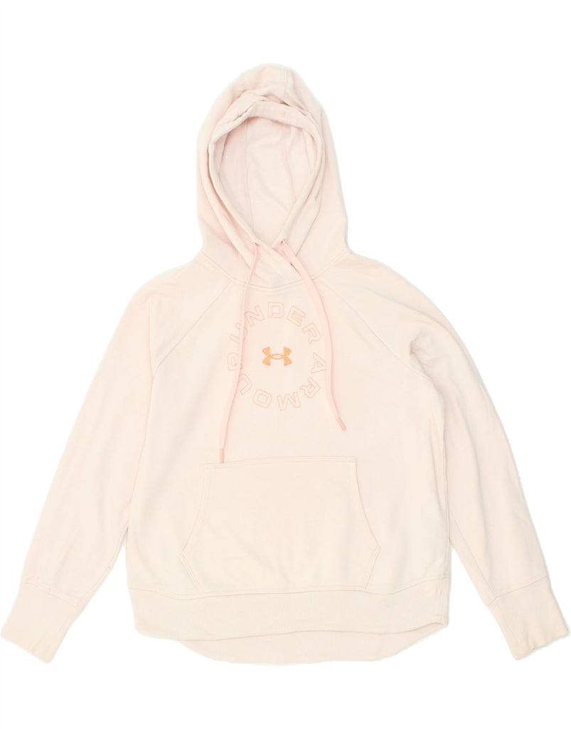 UNDER ARMOUR Womens Graphic Hoodie Jumper UK 14 Medium Pink Cotton | Vintage Under Armour | Thrift | Second-Hand Under Armour | Used Clothing | Messina Hembry 