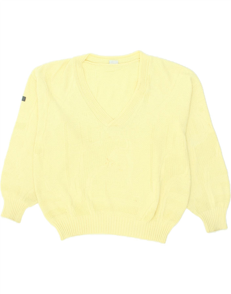 VINTAGE Womens V-Neck Jumper Sweater IT 54 3XL Yellow Acrylic | Vintage Vintage | Thrift | Second-Hand Vintage | Used Clothing | Messina Hembry 