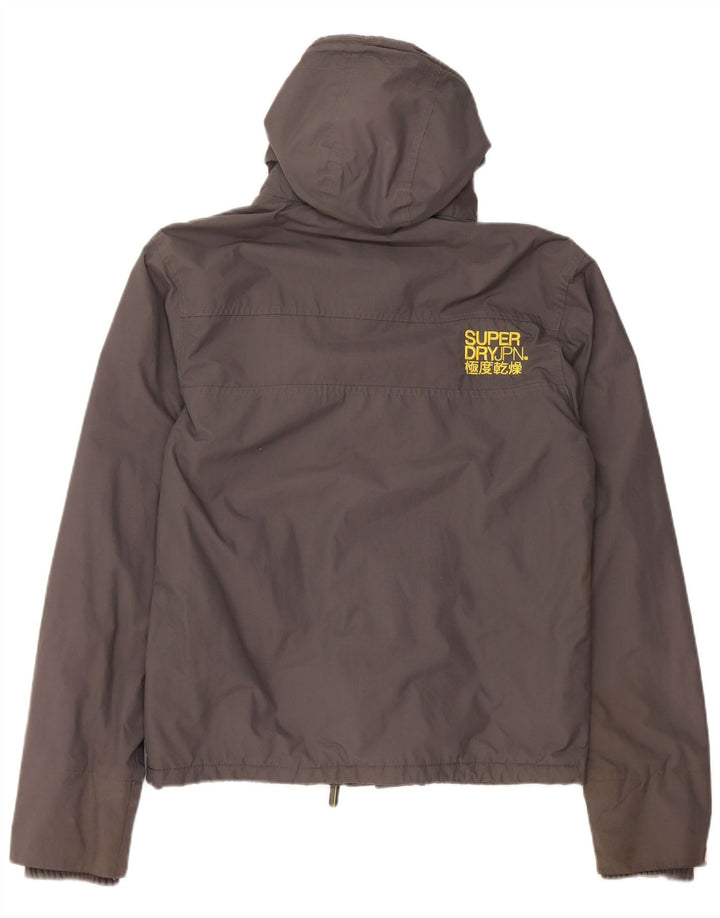 SUPERDRY Mens Hooded Windbreaker Jacket UK 38 Medium Grey Nylon