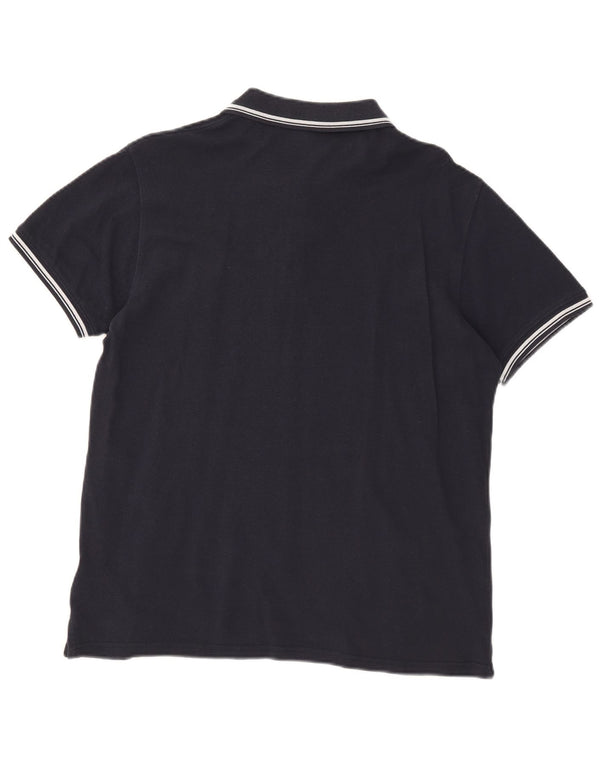 Sergio Tacchini Mens Polo Shirt Medium Navy Blue Cotton