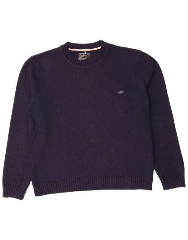 Vintage Mens Crew Neck Jumper Sweater IT 56 2XL Navy Blue Cotton