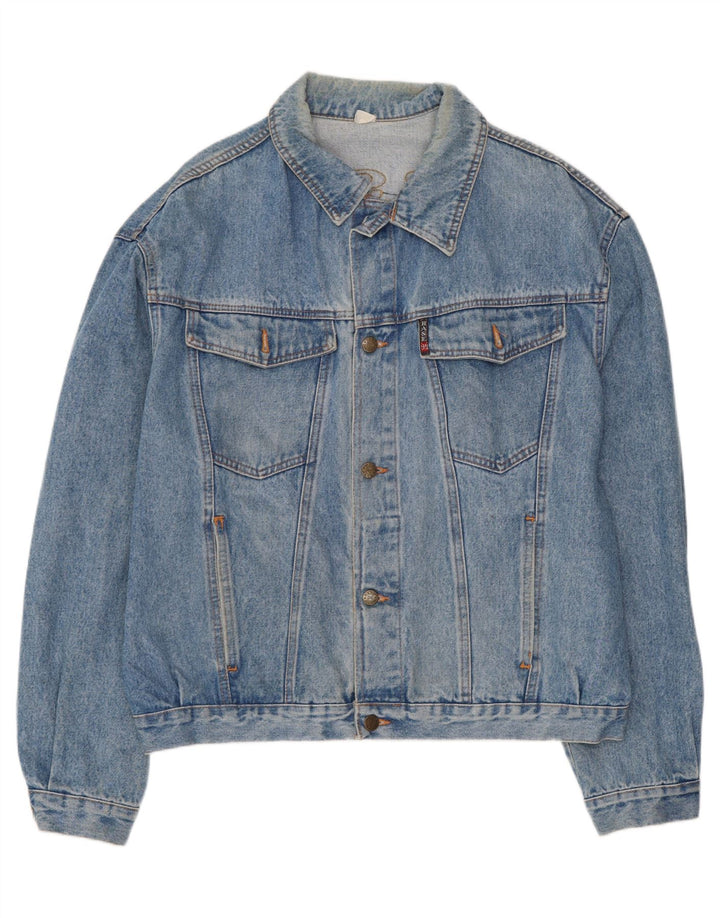 Base 92 Mens Graphic Denim Jacket UK 42 XL Blue